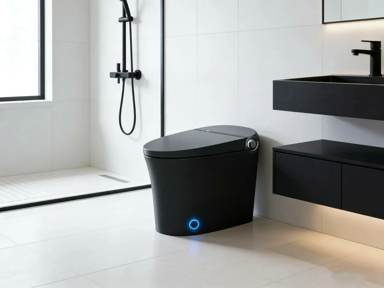 matte black smart toilet