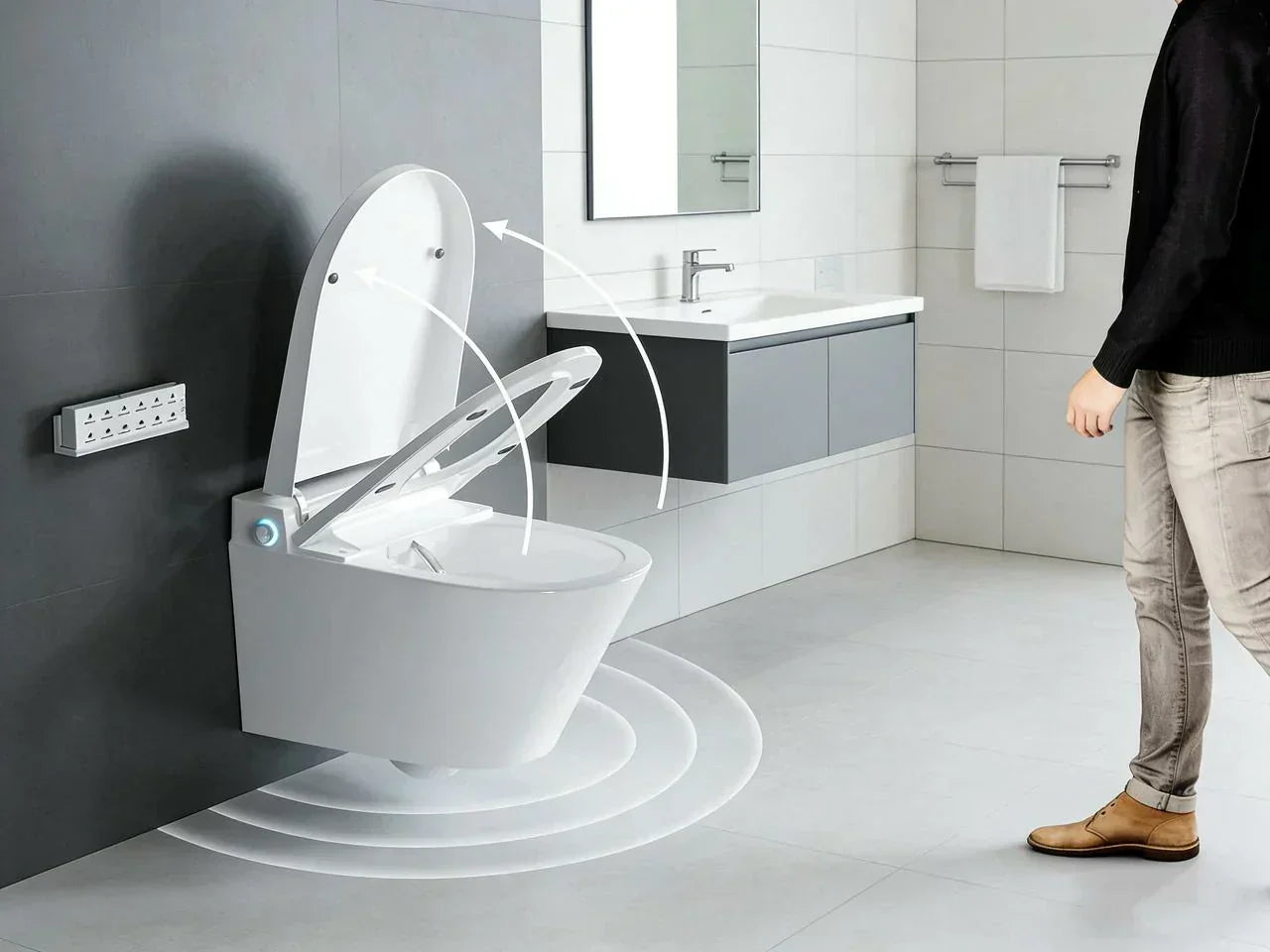 smart toilet with auto open lid