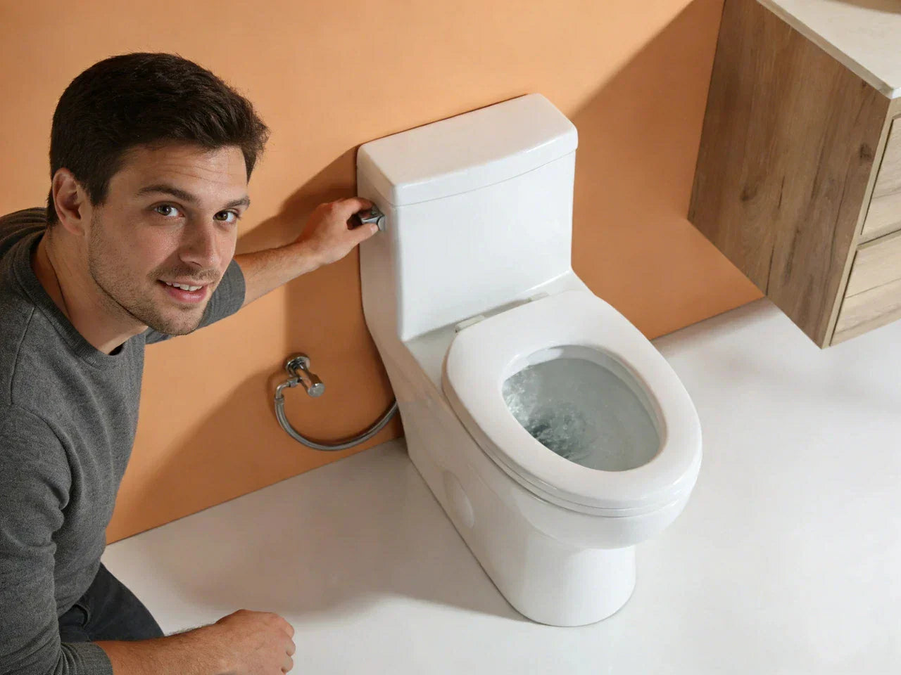 side handle dual flush toilet