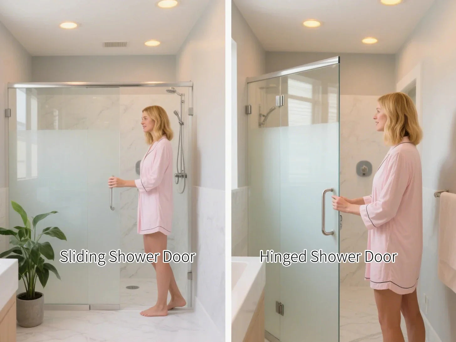 hinged shower door