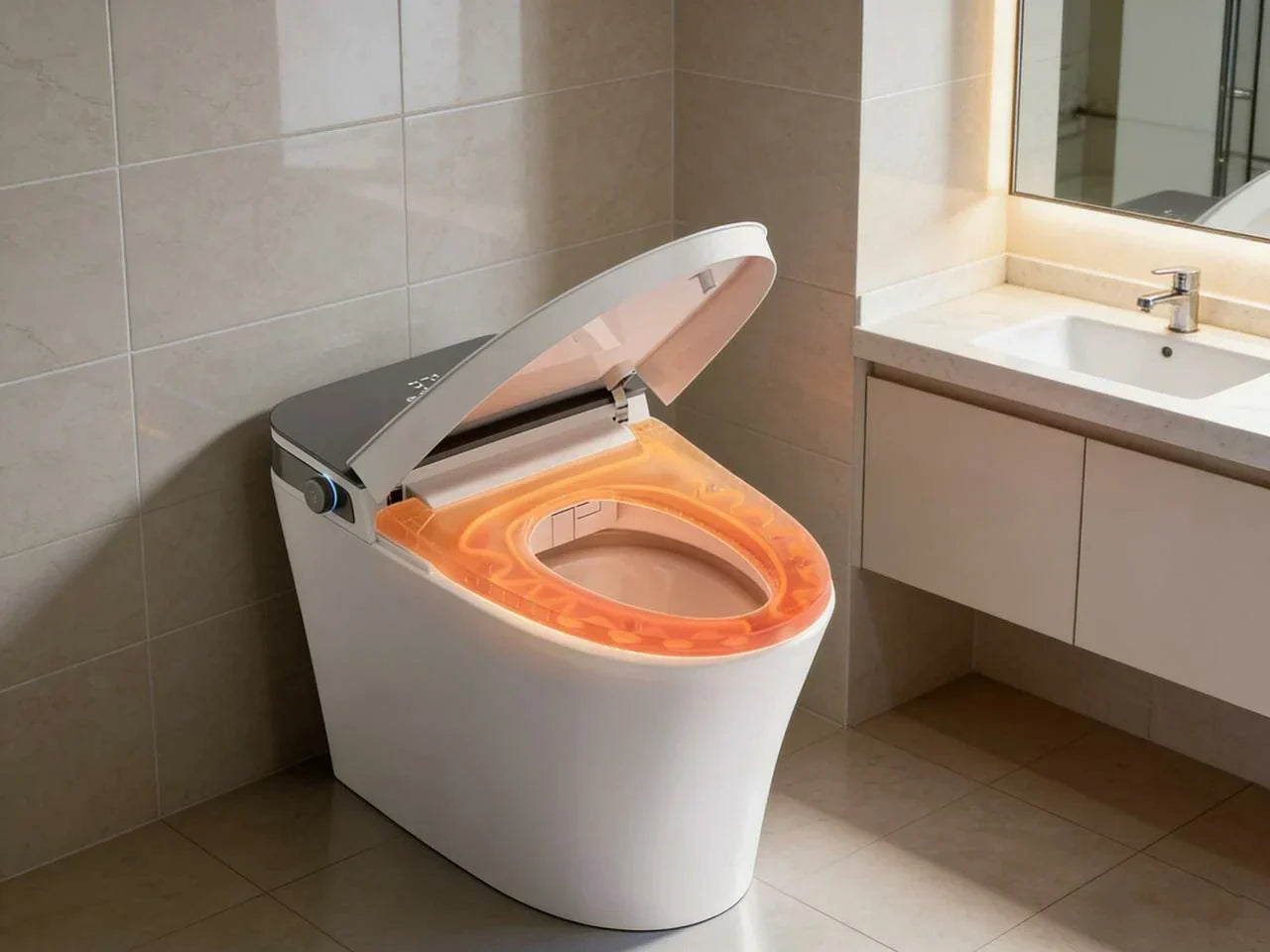toilet with heated seat and bidet