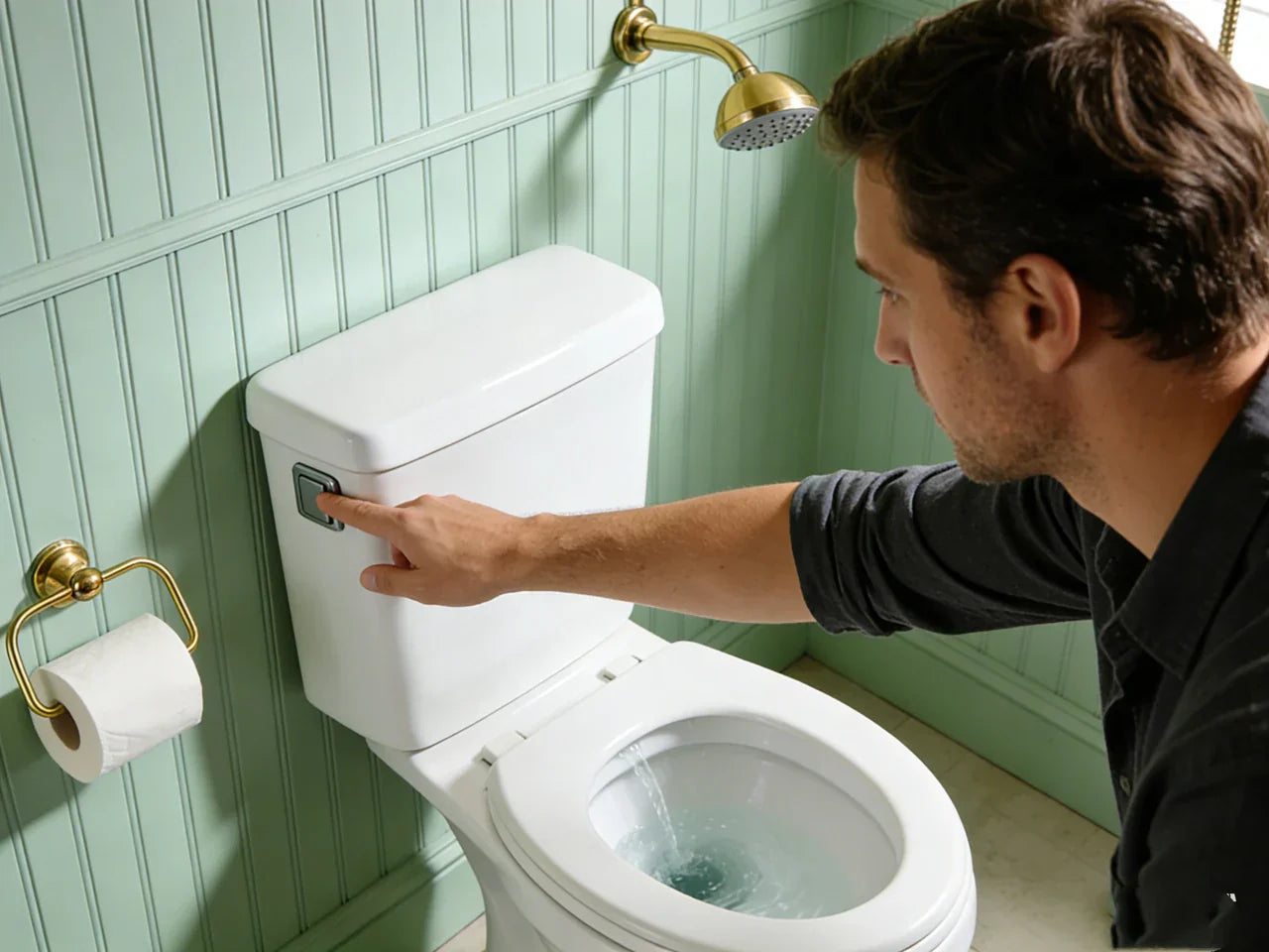 single flush toilet with side button