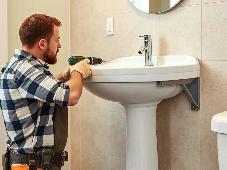 how to install a pedestal sink