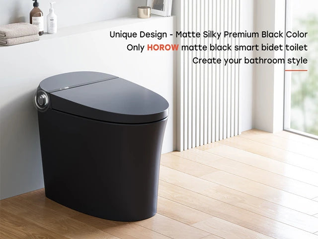 Elegant and Functional: 12-Inch Rough-In Black Toilet with Bidet Seat
