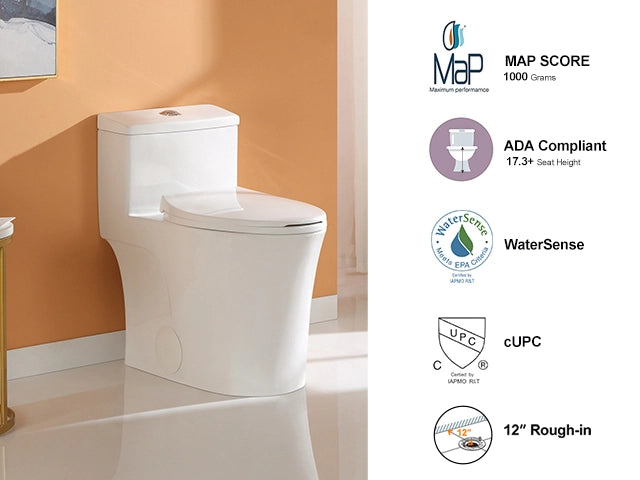 Experience Luxury with the HOROW T0338W One Piece Toilet: Designed for 12-Inch Rough-In Installations