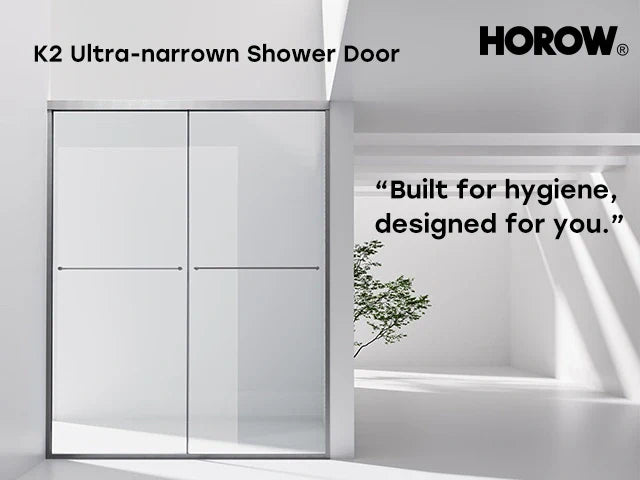 Space-Saving: HOROW K2-MB Black Ultra-Narrow Frame Shower Door