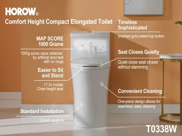 HOROW T0338W: The Ultimate One-Piece Toilet with ADA Compliance and Dual Flush
