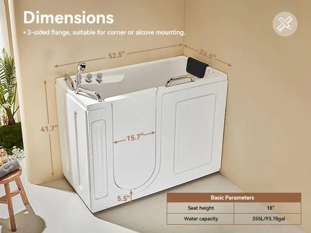 HOROW Walk-In Tub with Shower: ADA-Compliant Safety and Comfort in One