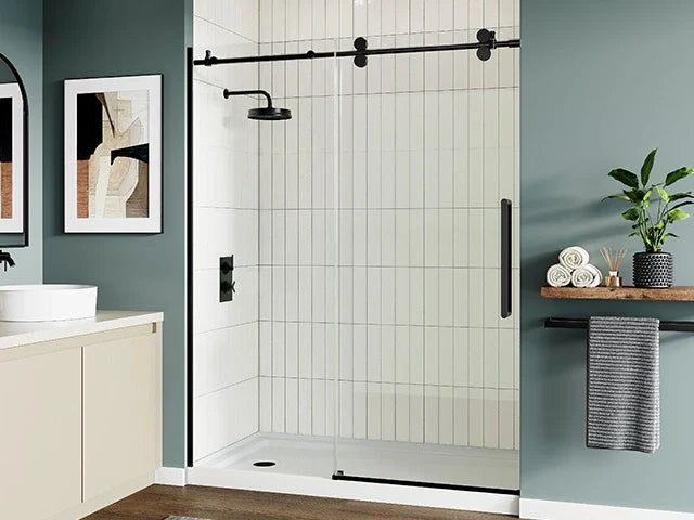 Upgrade Your Bathroom with HOROW 1200mm Black Sliding Shower Doors (8mm Tempered Glass)