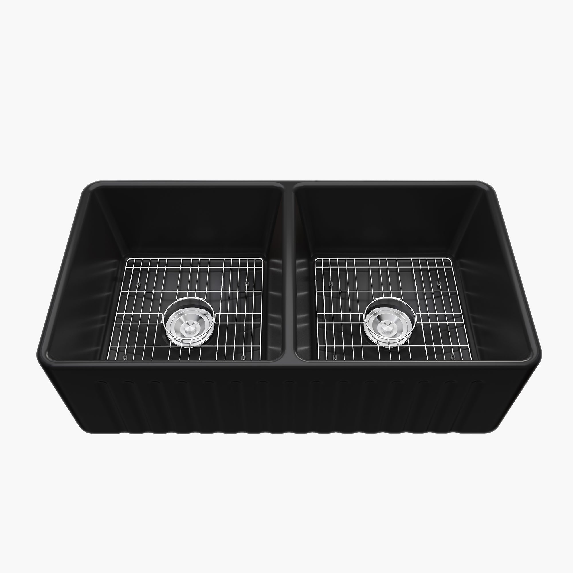 HOROW 33 Inch Farm Kitchen Sink Double Basin Fireclay Model HR-DS3318B