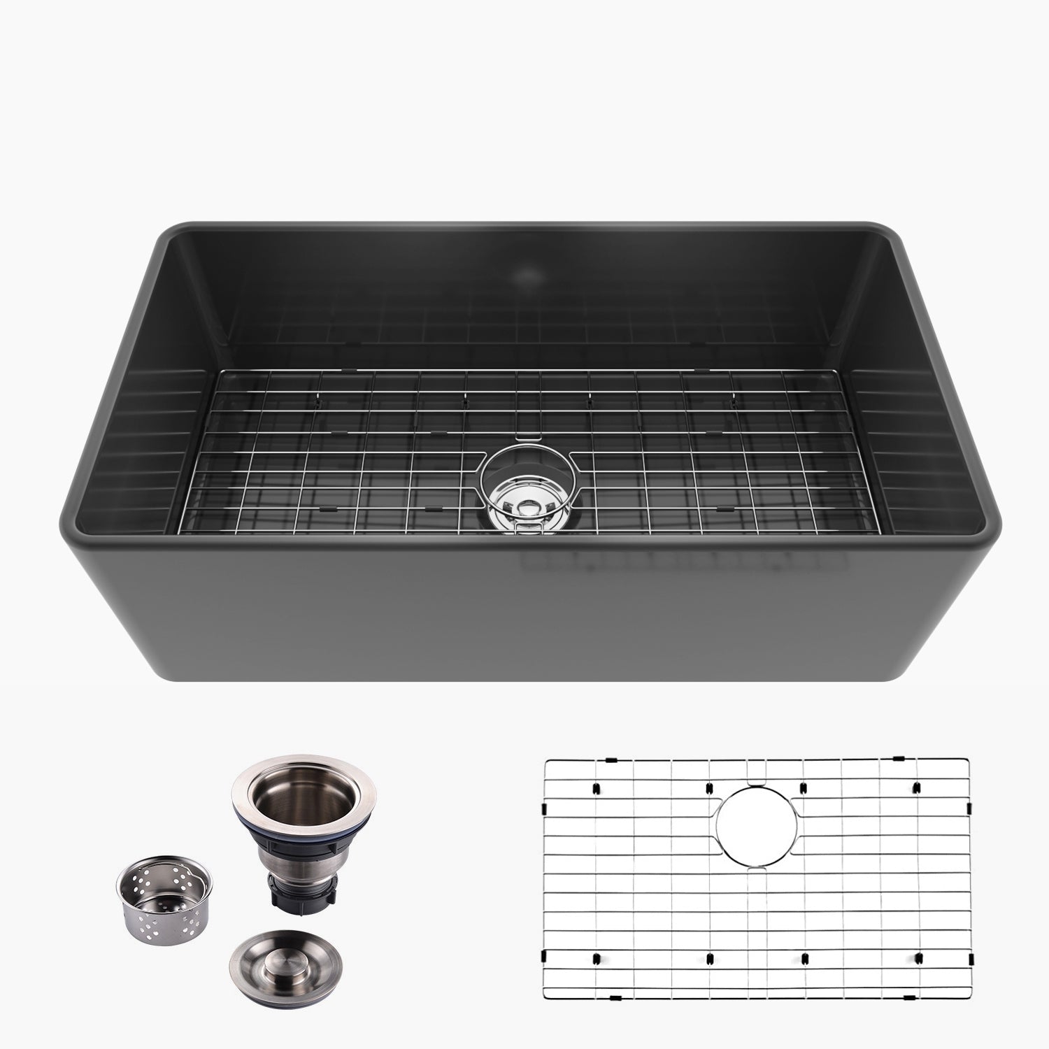 HOROW 33 Inch Sink With Grid and Basket Strainer For Farm Kitchen Model HR-S3318B