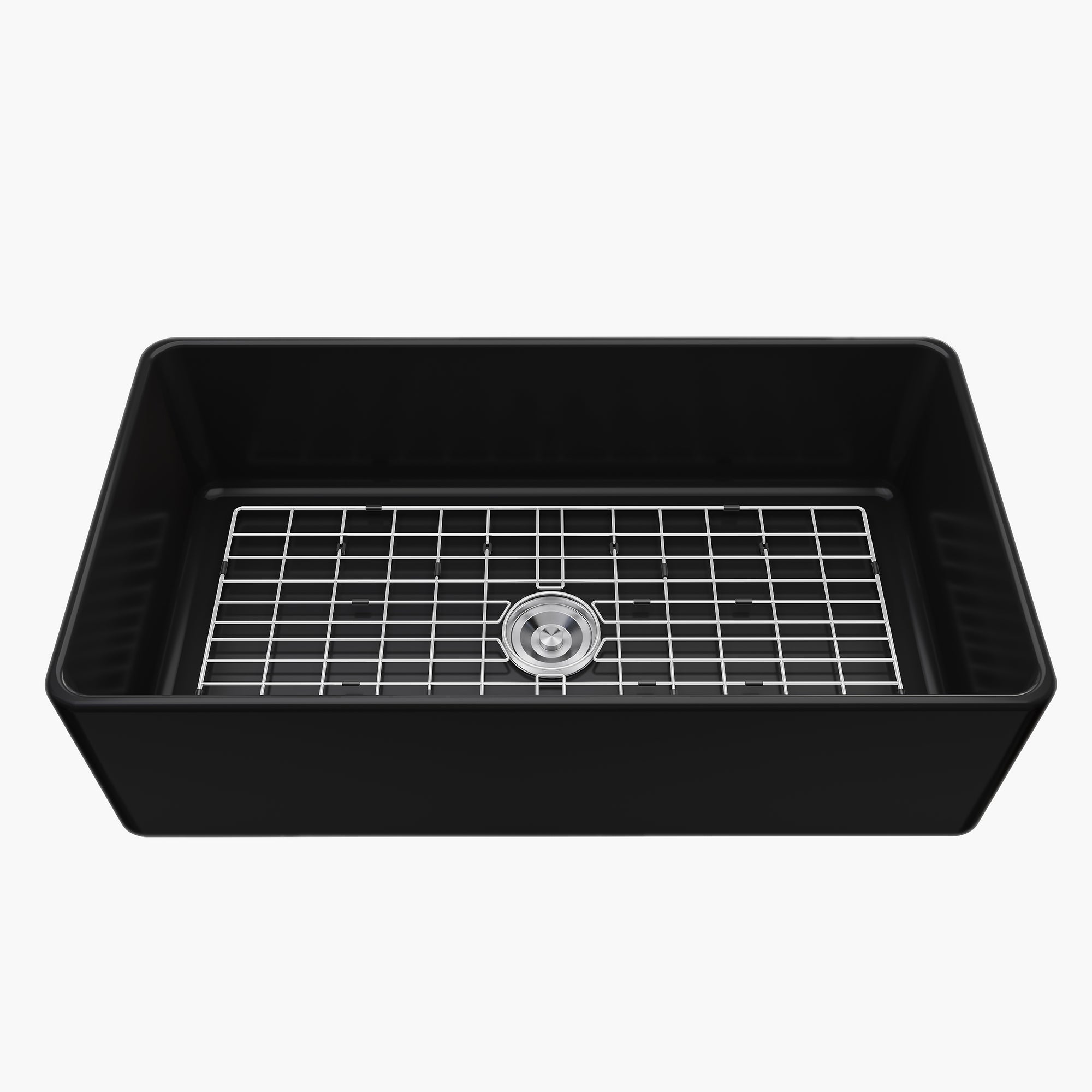 HOROW 36 Inch Sink Black Kitchen Farm Sink With Basket Strainer Model HR-S3618B