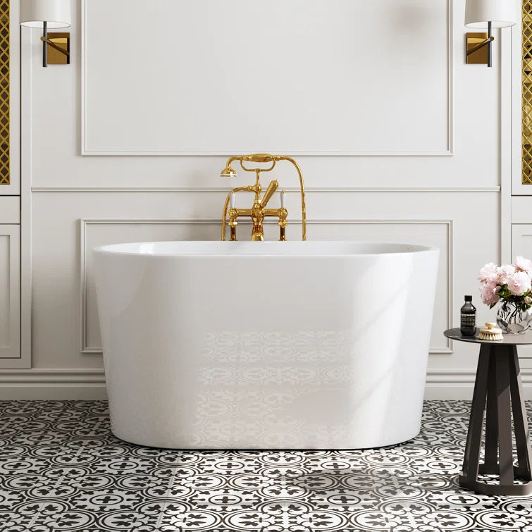 HOROW Freestanding Acrylic Bathtub 47 inch Soaking Tub Model TU47-MB-NS