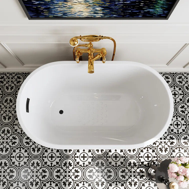 HOROW Freestanding Acrylic Bathtub 47 inch Soaking Tub Model TU47-MB-NS