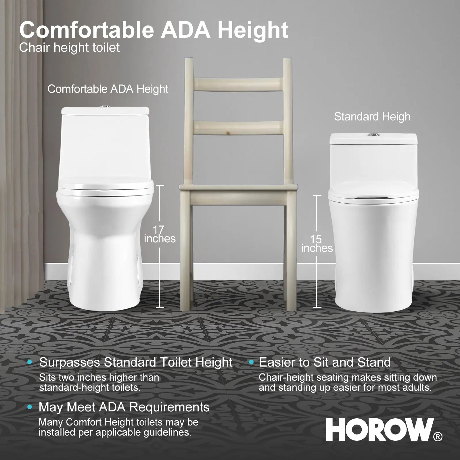 HOROW Best Floor Mounted Elongated Seat One Piece Toilet Model HWMT138