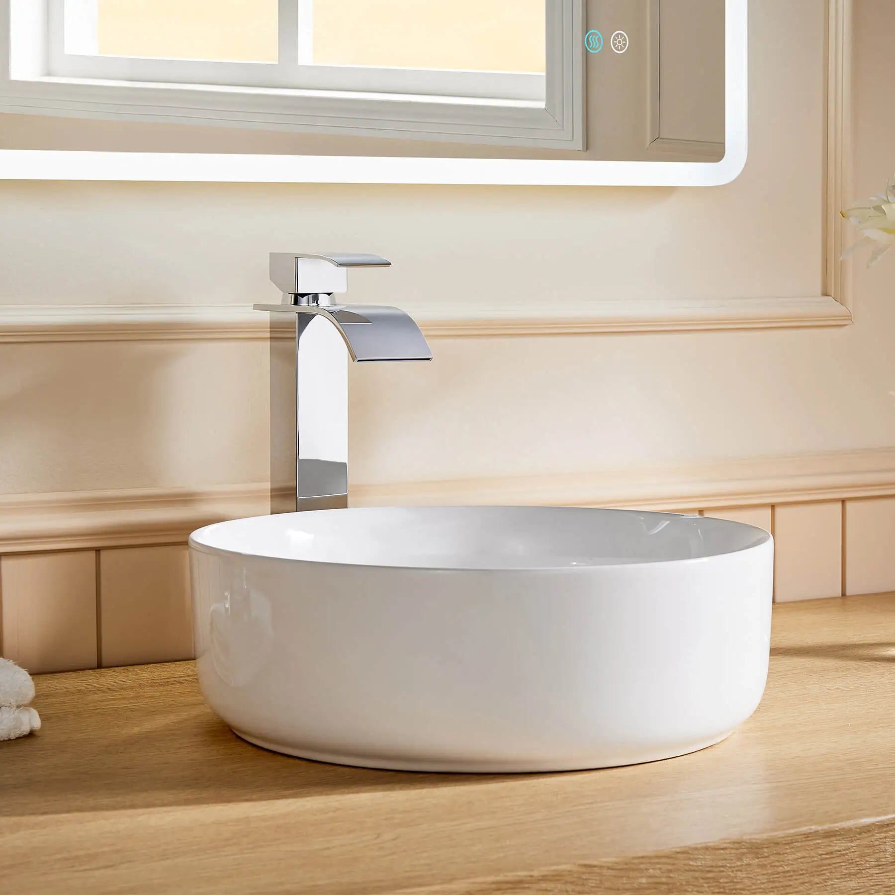 HOROW Chrome Single Hole Bathroom Faucet One Handle With Waterfall Model BF0104CH