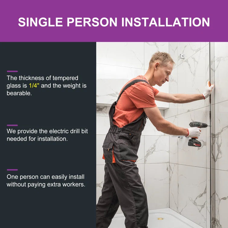 Frameless Sliding Shower Door 59 Inch Matte Black Shower Door Model BE5956-MB