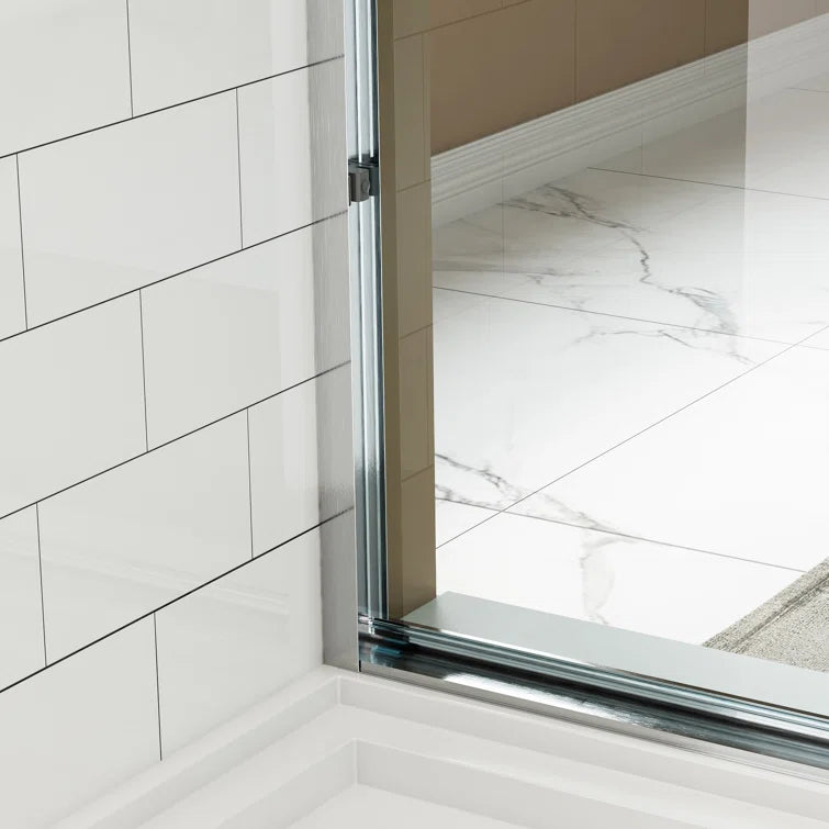 HOROW Bathroom Sliding Glass Door 59 Inch Brushed Nickel Frameless Shower Door Model BE5972-BN