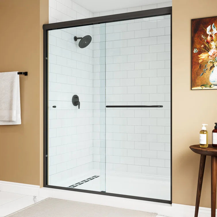 HOROW Frameless Sliding Shower Door 59 Inch Matte Black Shower Door Model BE5972-MB