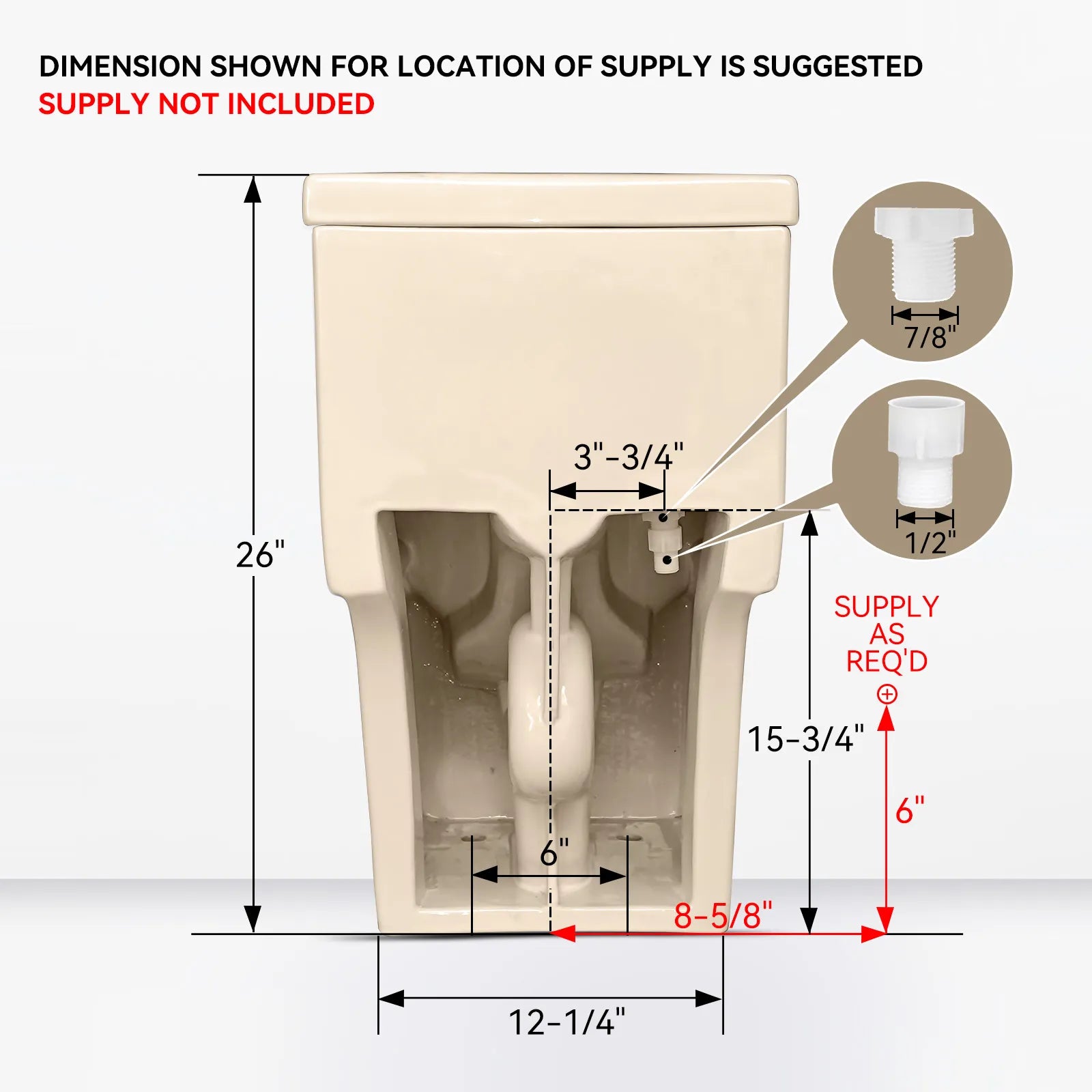 12 Inch Rough In Toilet With Biscuit Color Model T0338WBC