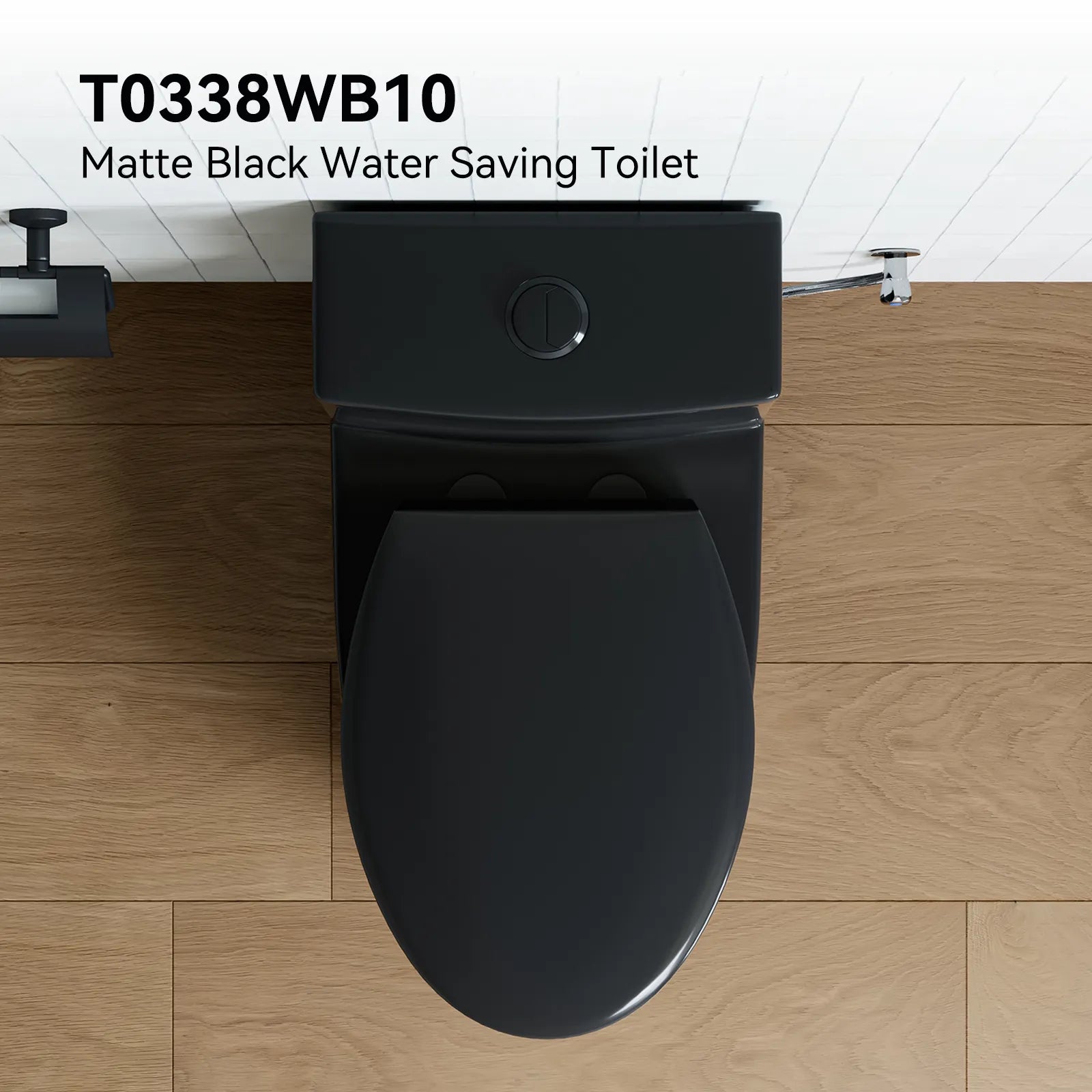 HOROW 10 Inch Rough In Toilet Black One Piece Toilet Model T0338B-10