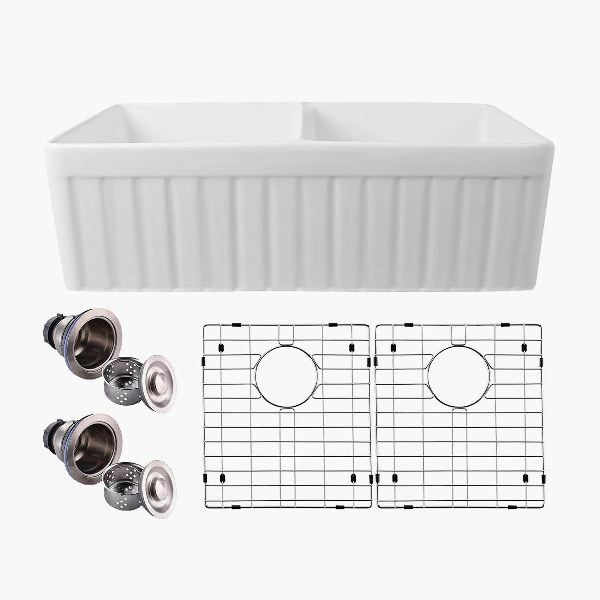 HOROW Farmhouse Kitchen Sink Reversible Double Bowl Model HR-DS0118W