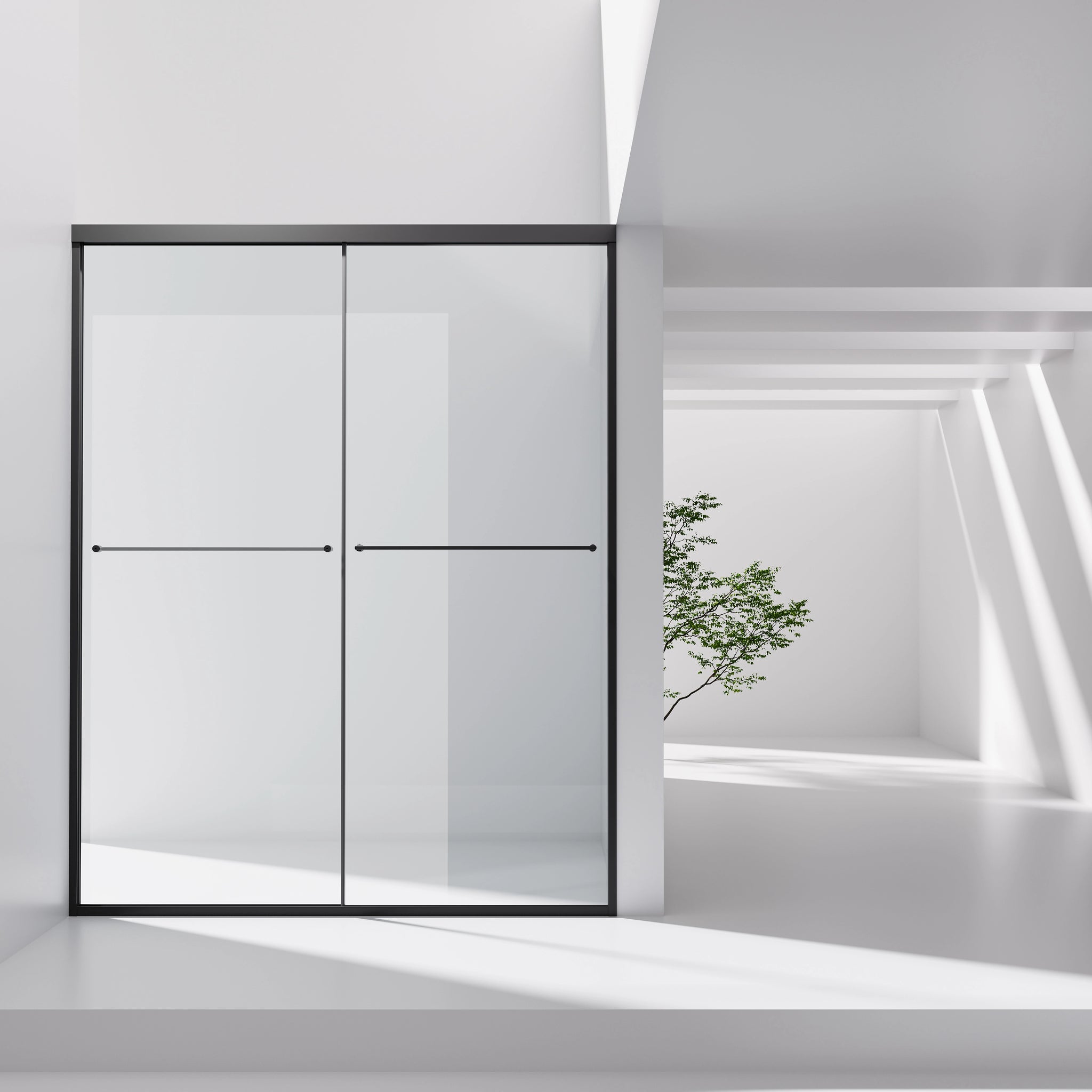 HOROW K2-MB Black Ultra-Narrow Frame Shower Door with Magnetic Catch