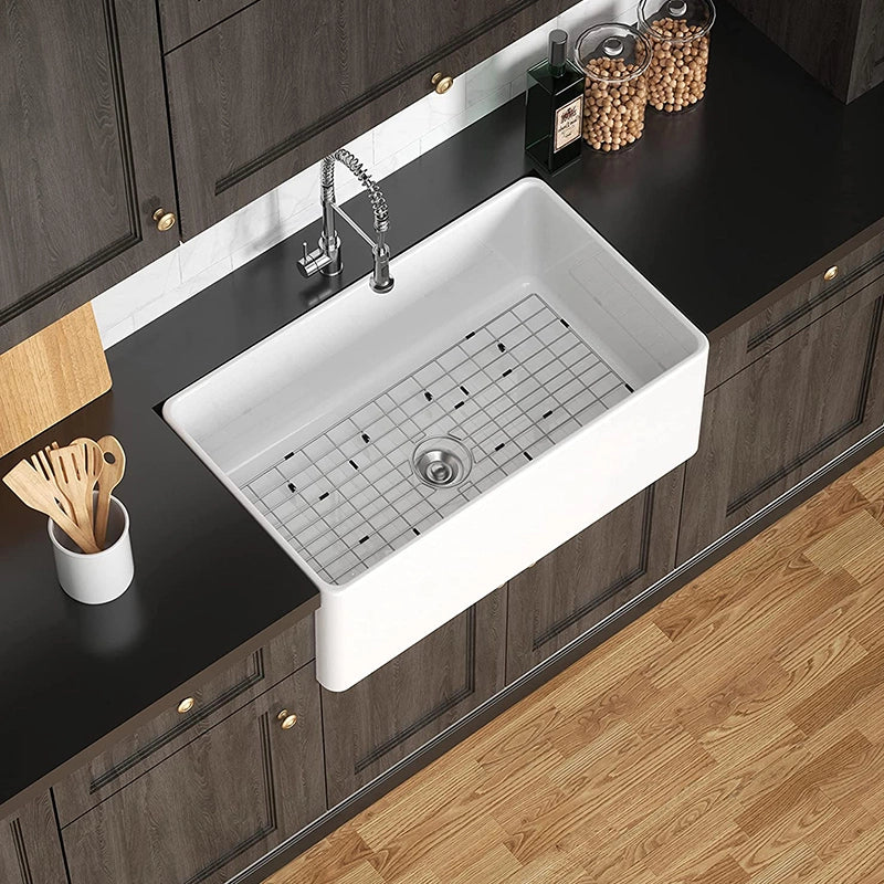 HOROW Fireclay Farmhouse Sink With Deep Single Bowl Model HR-S2418W