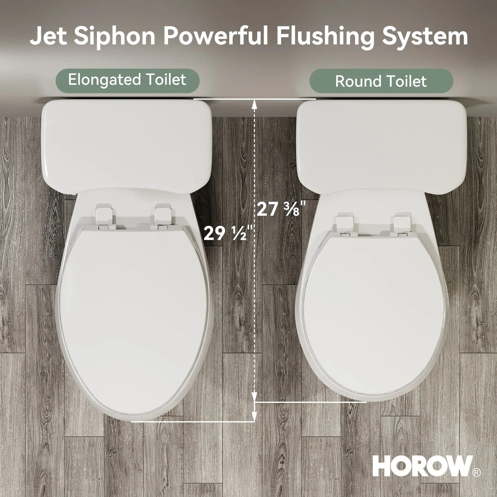 HOROW HWTT-E03S 2-Piece Toilet with 21" Comfort Height & Soft Close Seat