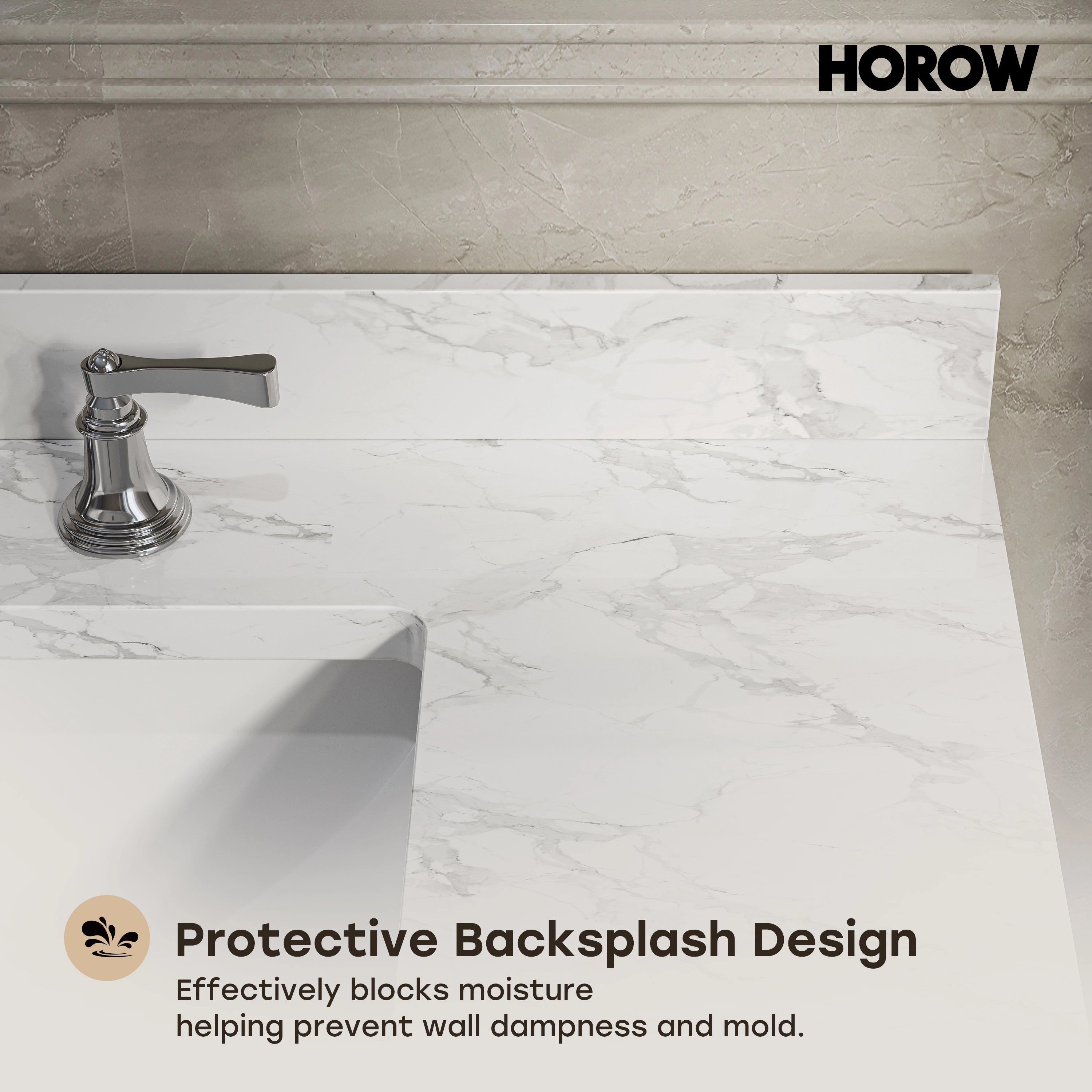HOROW VNB Series Freestanding Bathroom Vanity with Cultured Marble Top | 24", 30" & 36" Sizes