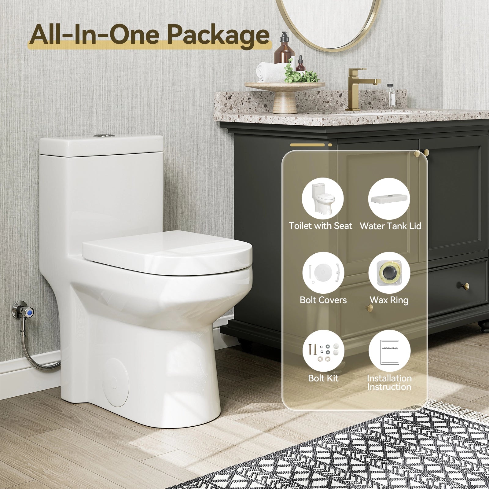 HOROW Small Toilet 1.28 GPF 10 Inch Rough In Toilet Model 8733-10