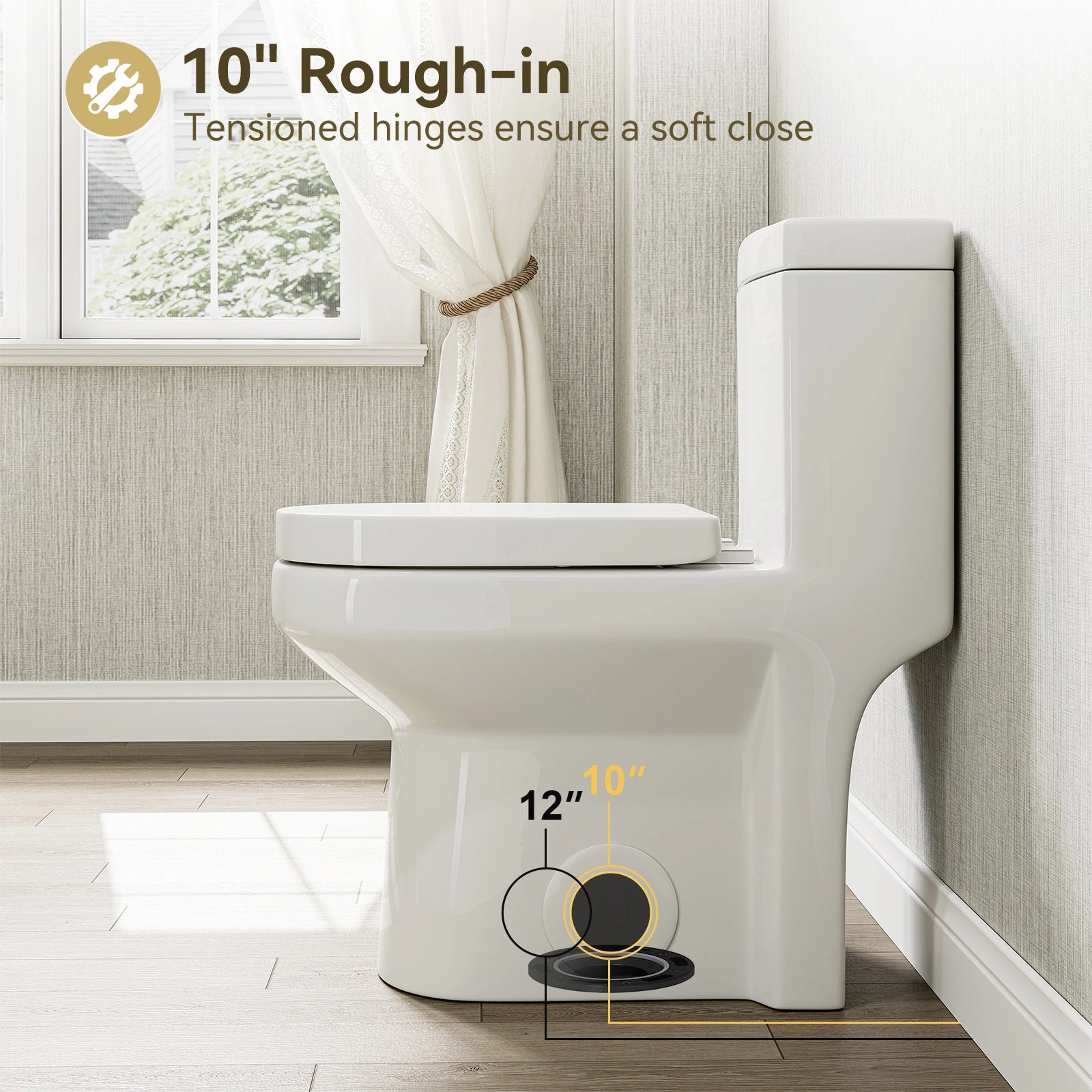 HOROW Small Toilet 1.28 GPF 10 Inch Rough In Toilet Model 8733-10