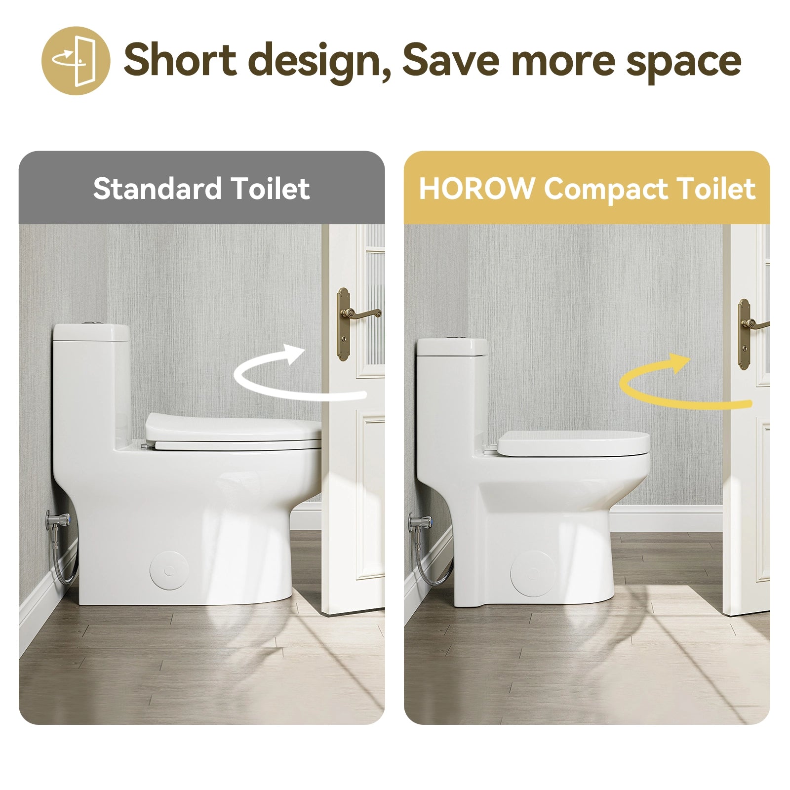 HOROW Small Toilet 1.28 GPF 10 Inch Rough In Toilet Model 8733-10