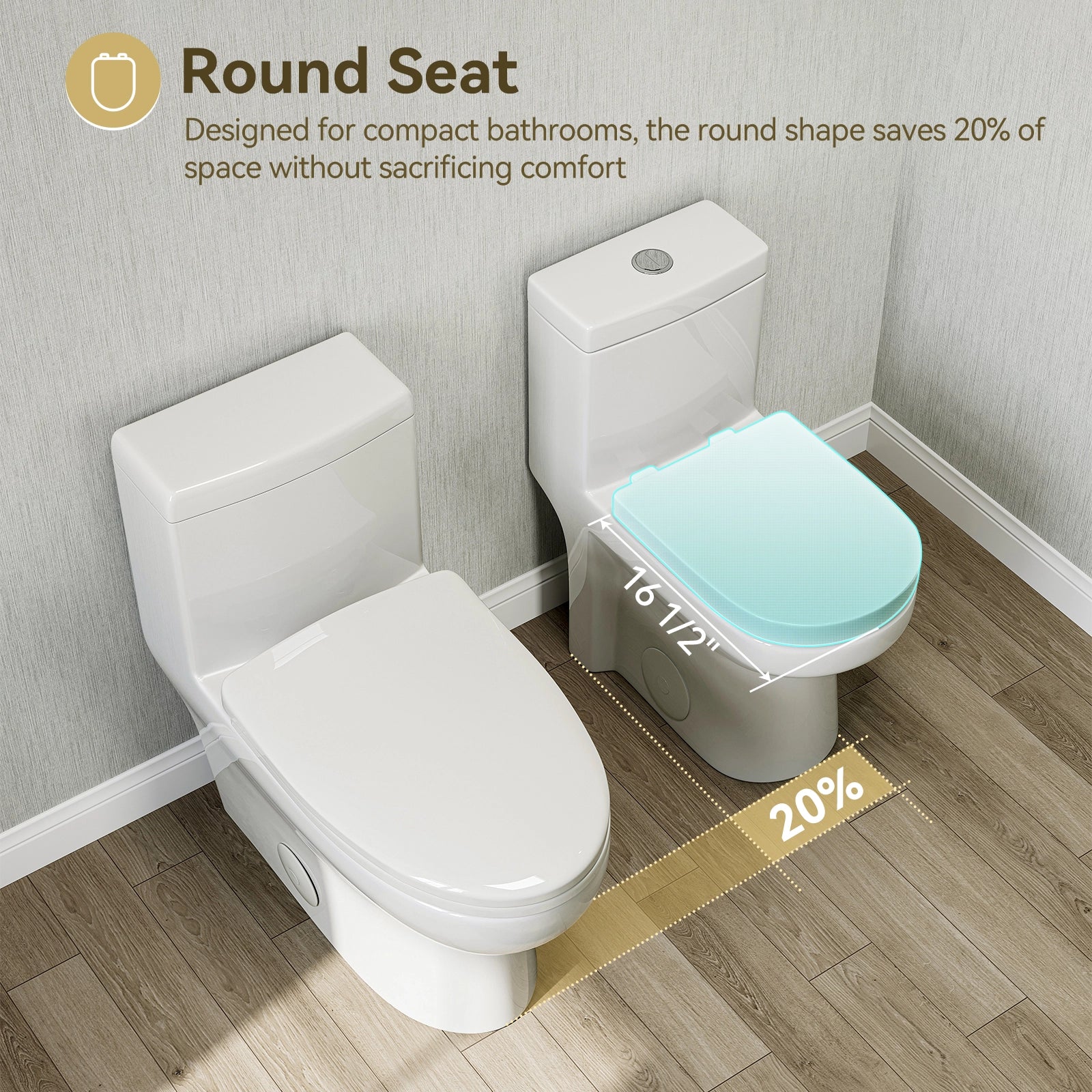 HOROW Small Toilet 1.28 GPF 10 Inch Rough In Toilet Model 8733-10