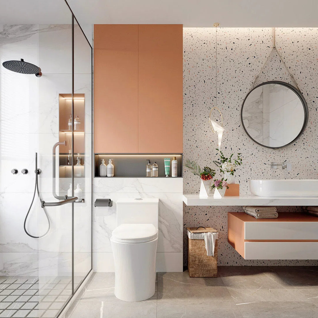 HOROW 10 Inch Rough Toilet Bowl Elongated One Piece Toilet Model T0338W-10