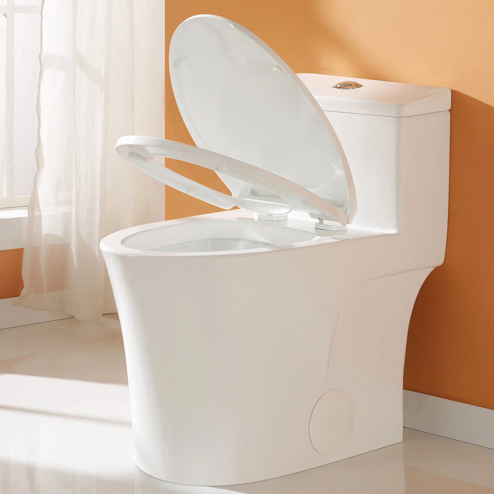 HOROW T0338W Elongated One Piece Toilet ADA Toilet Height 17.3 Inch