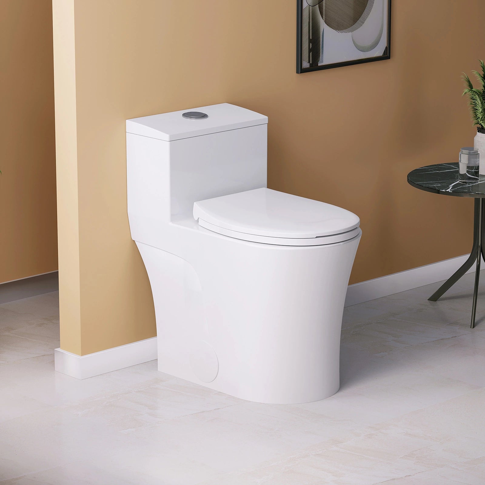 HOROW T0338W Elongated One Piece Toilet ADA Toilet Height 17.3 Inch