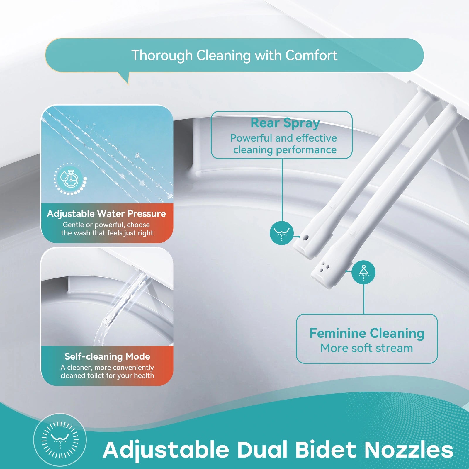 Bidet Toilet with Non electric Seat for 12 Inch Rough in Model T30