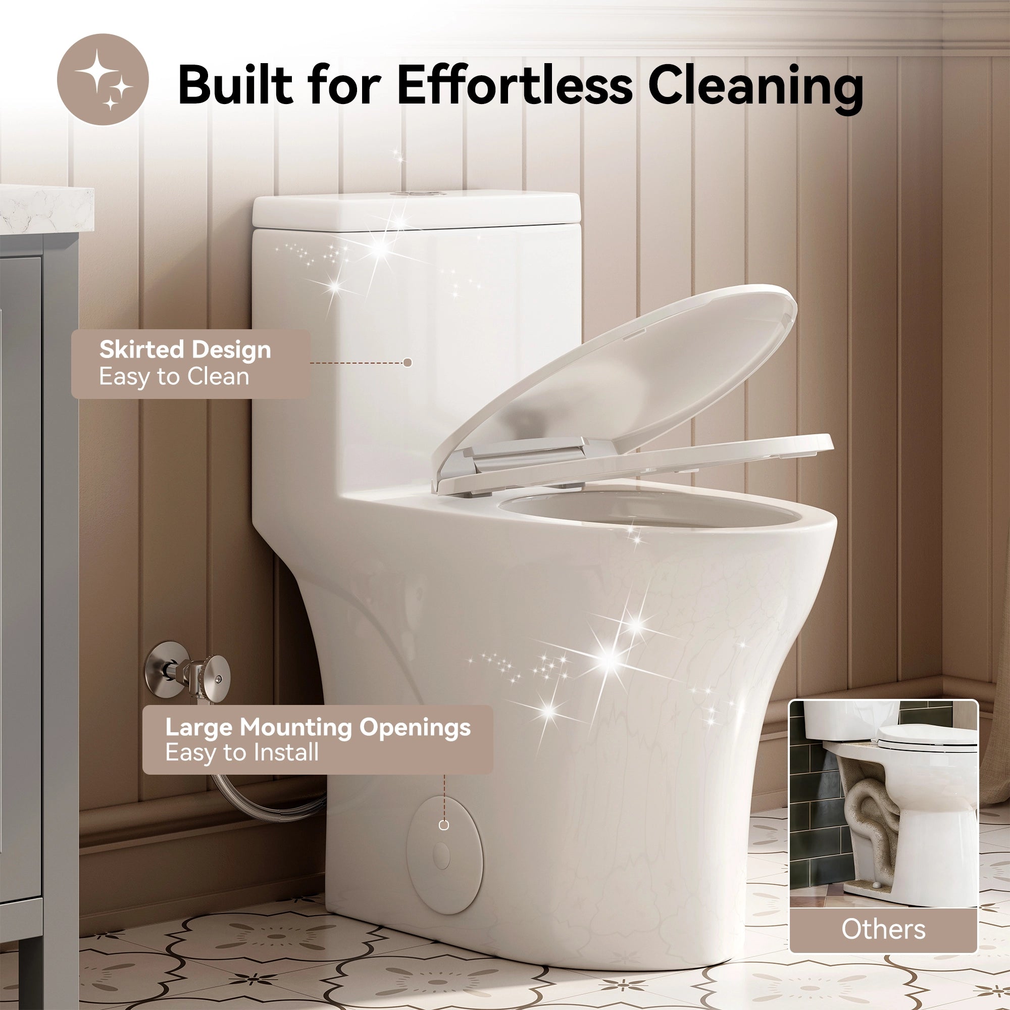 HOROW HR-T0357W One-Piece Toilet – 19" ADA Chair Height Dual Flush