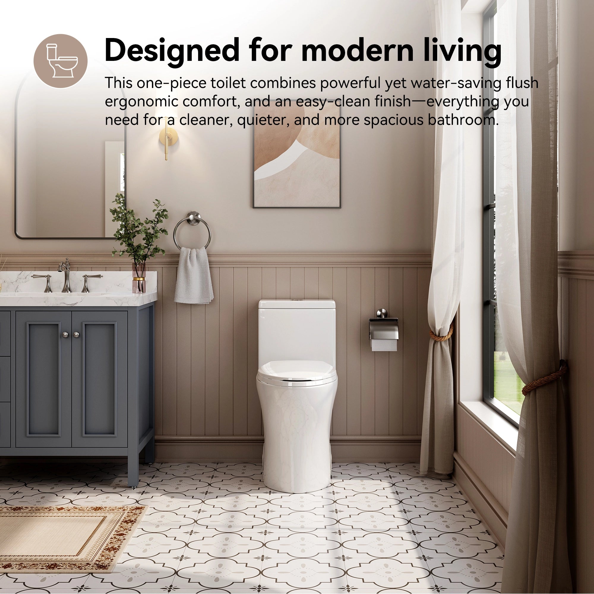 HOROW HR-T0357W One-Piece Toilet – 19" ADA Chair Height Dual Flush