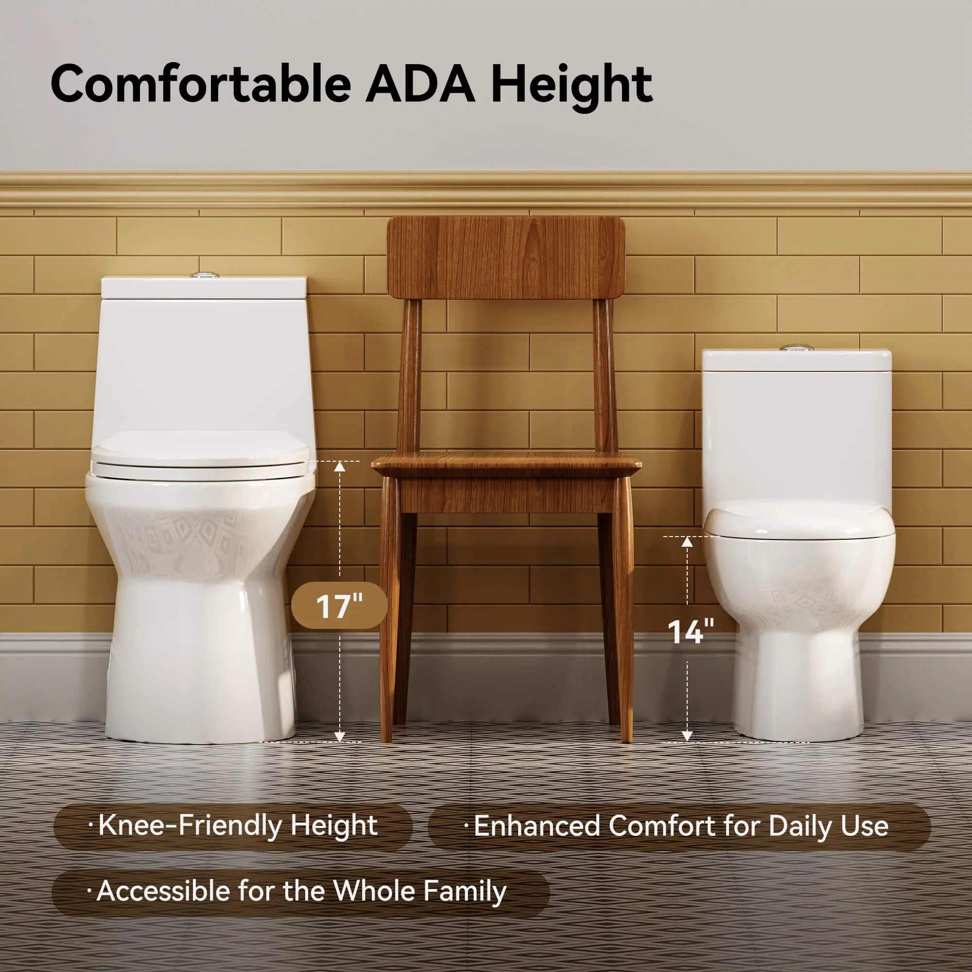 HOROW HWMT-138-10 One-Piece Toilet – ADA Dual Flush 10" Rough-In
