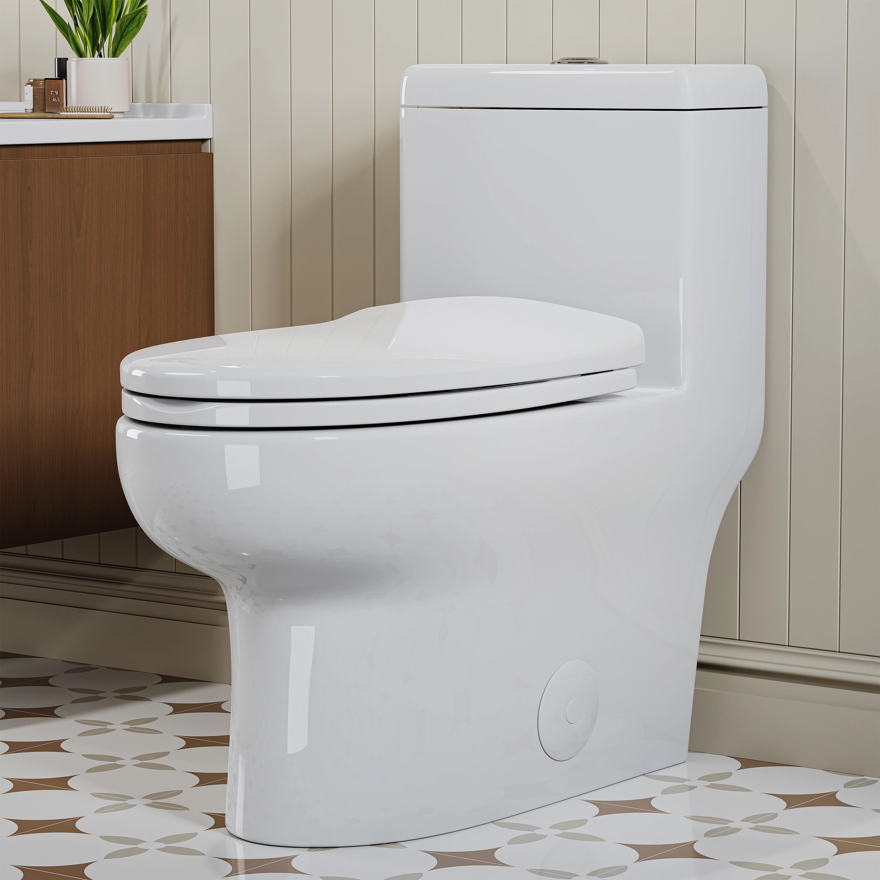 HOROW 76D-10 One-Piece Toilet – 10 Inch Rough-In with Dual Flush