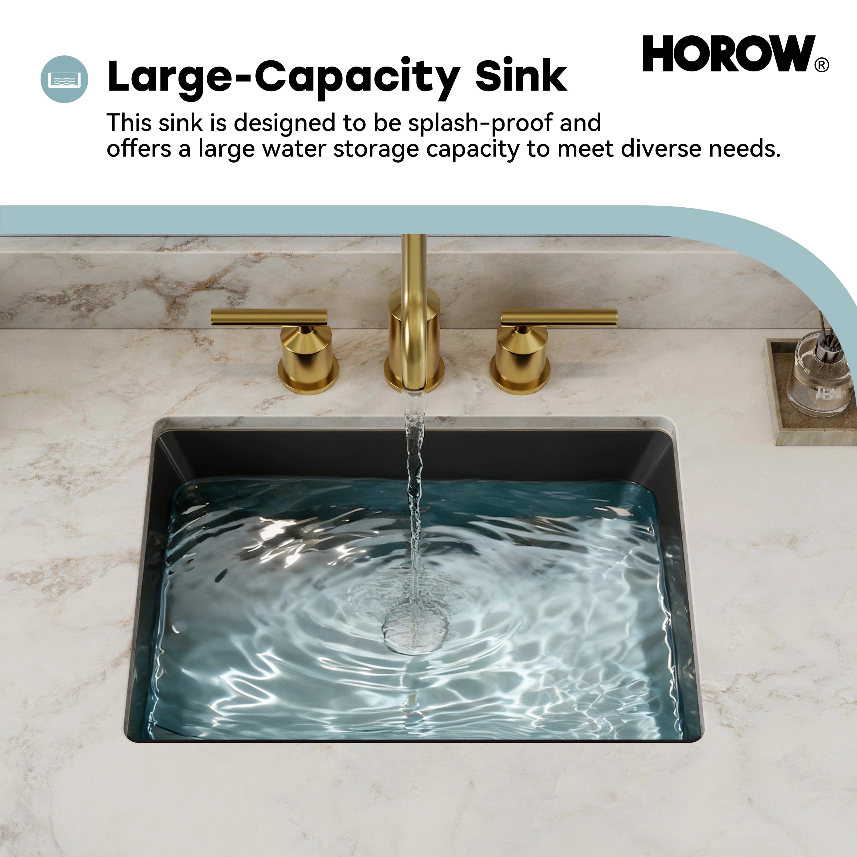 Black Undermount Rectangle Bathroom Sink with Overflow – HWTP-S5138D-B