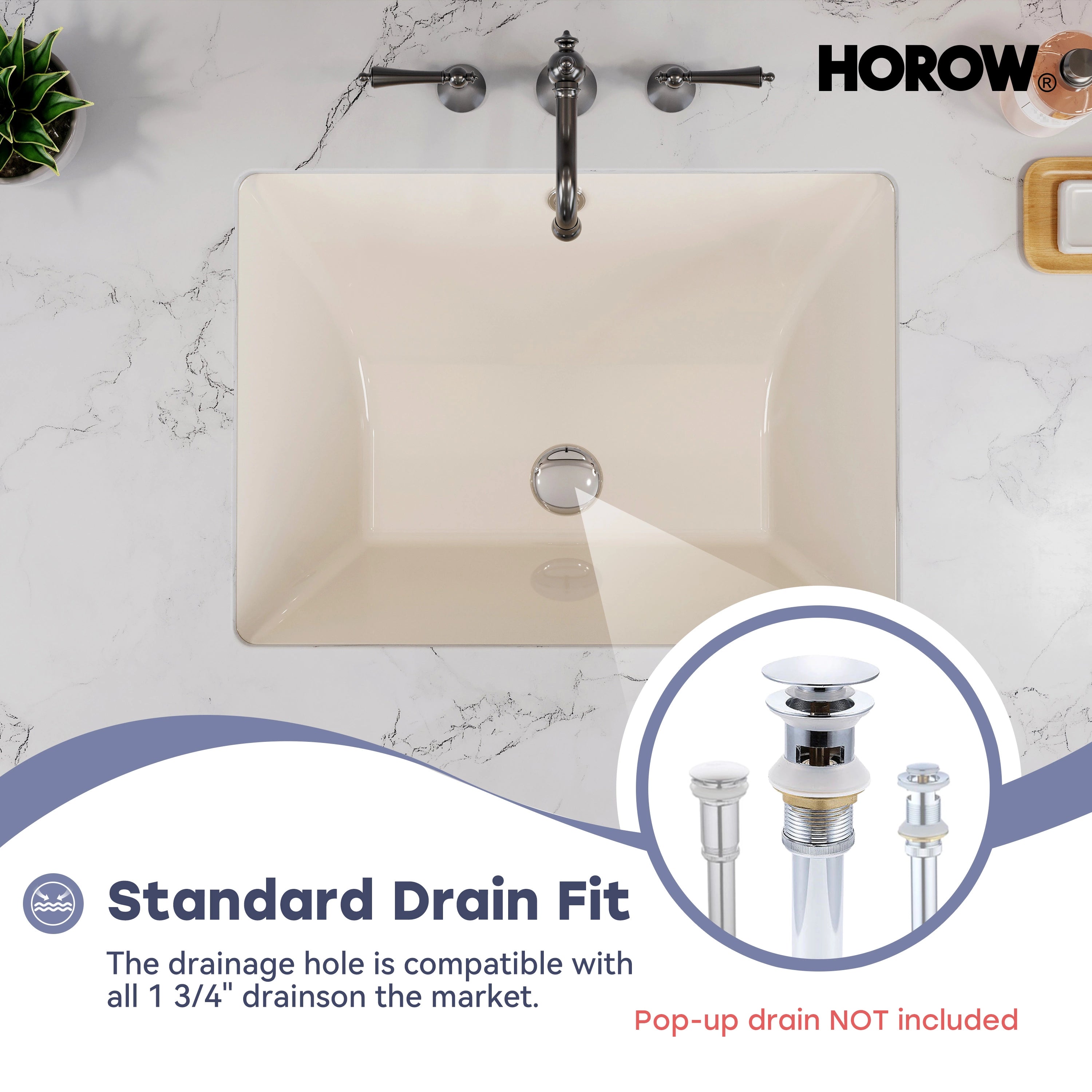 Bisque Under-Counter Bathroom Sink – Model HWTP-S5138D-BC