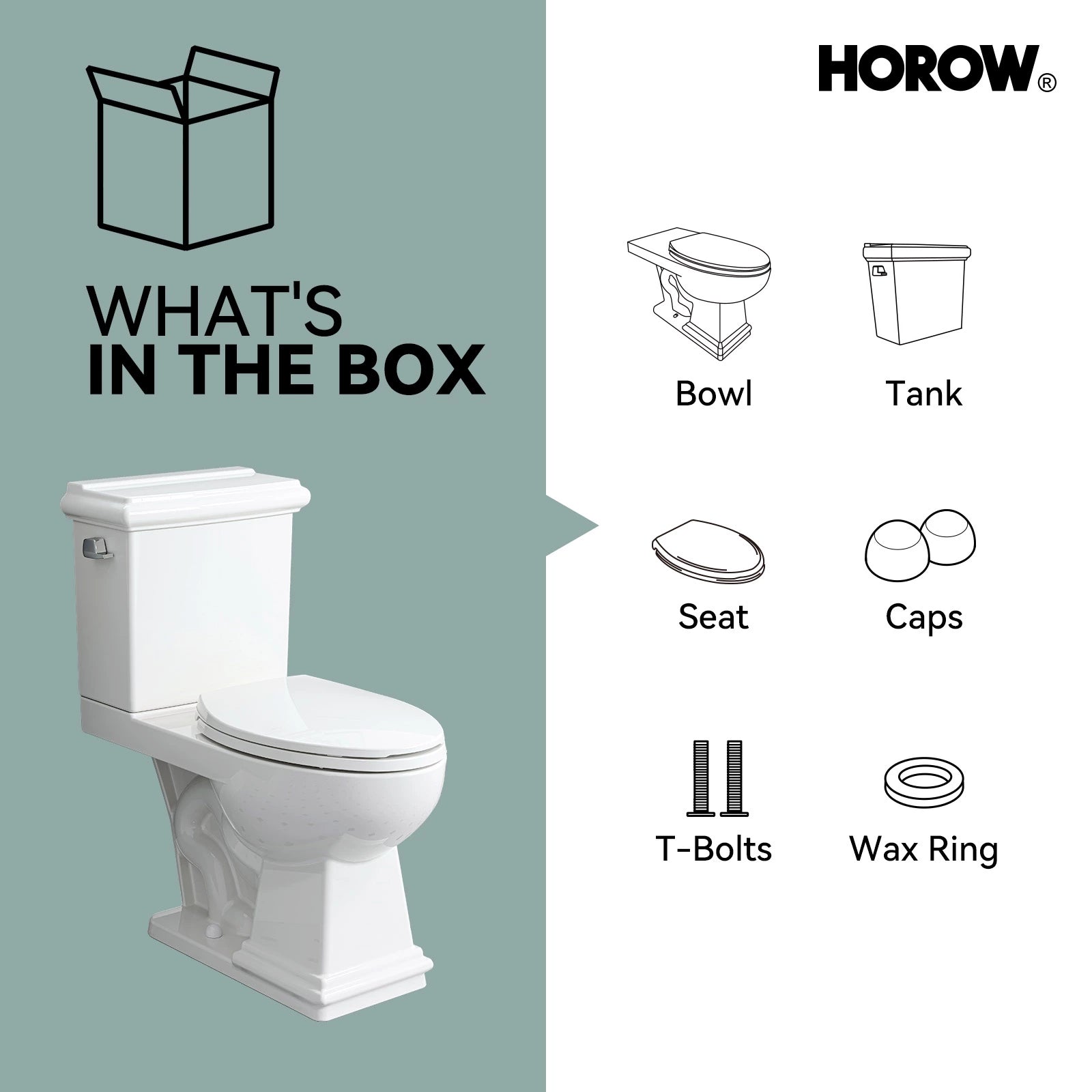 2-Piece Toilet HWTT-E04S – Single Flush with Elongated Bowl