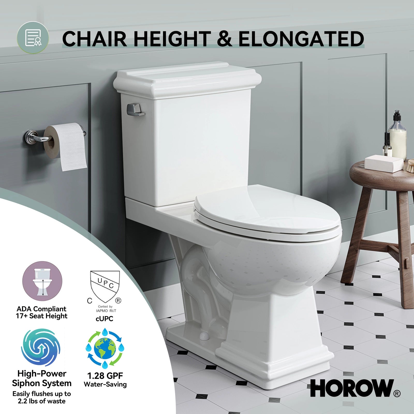2-Piece Toilet HWTT-E04S – Single Flush with Elongated Bowl