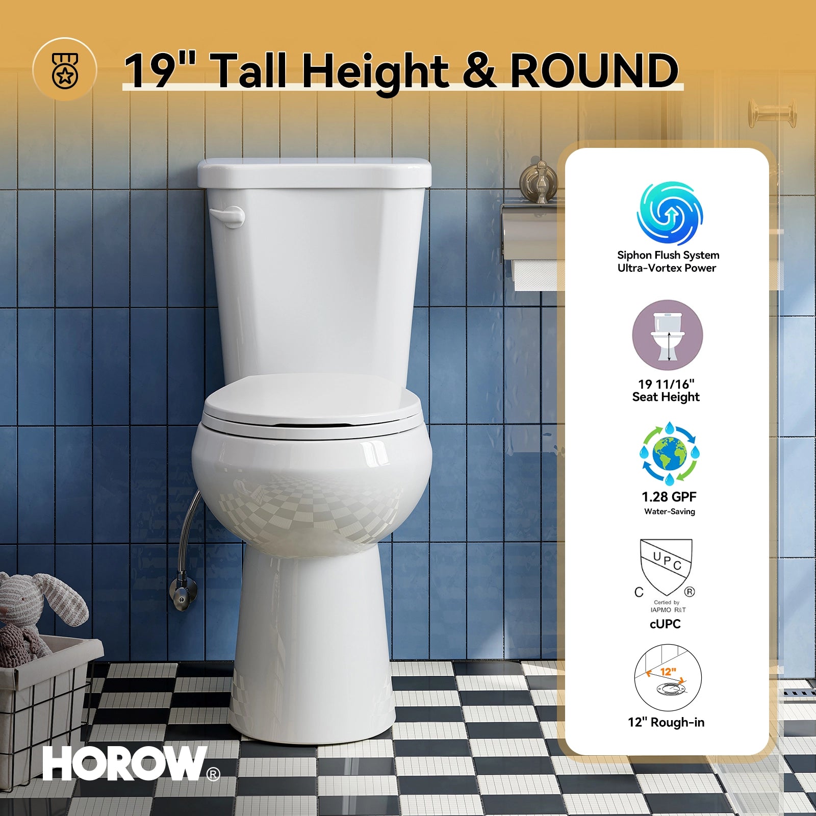 Round 2 Piece Toilet with ADA Compliant and Single Flush Model HWTT-R02S