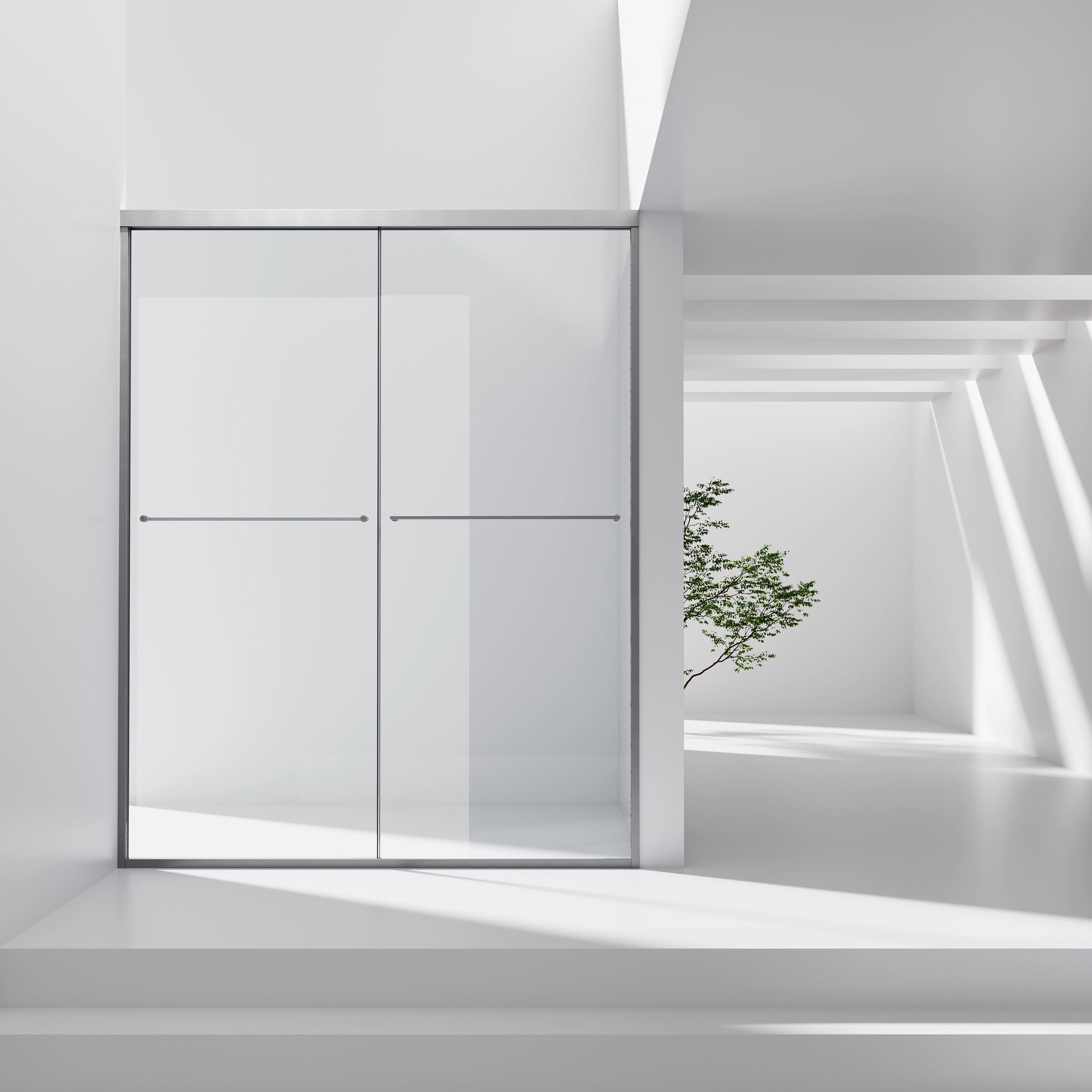 HOROW Brushed Nickel Shower Door with Ultra Narrow Model K2-BN