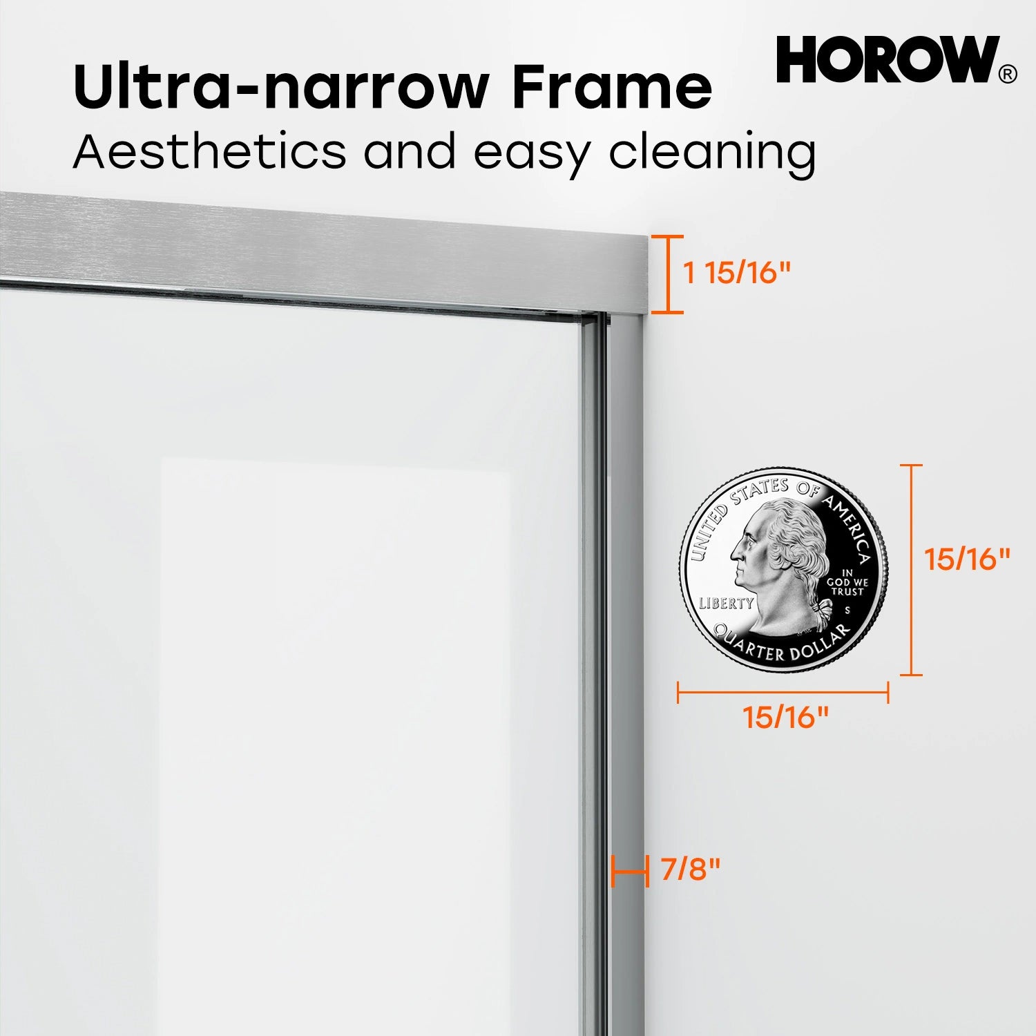 HOROW Brushed Nickel Shower Door with Ultra Narrow Model K2-BN