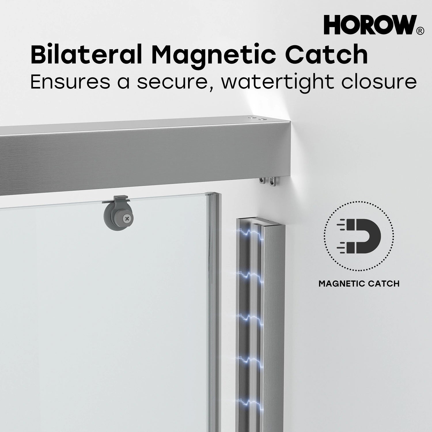 HOROW Brushed Nickel Shower Door with Ultra Narrow Model K2-BN